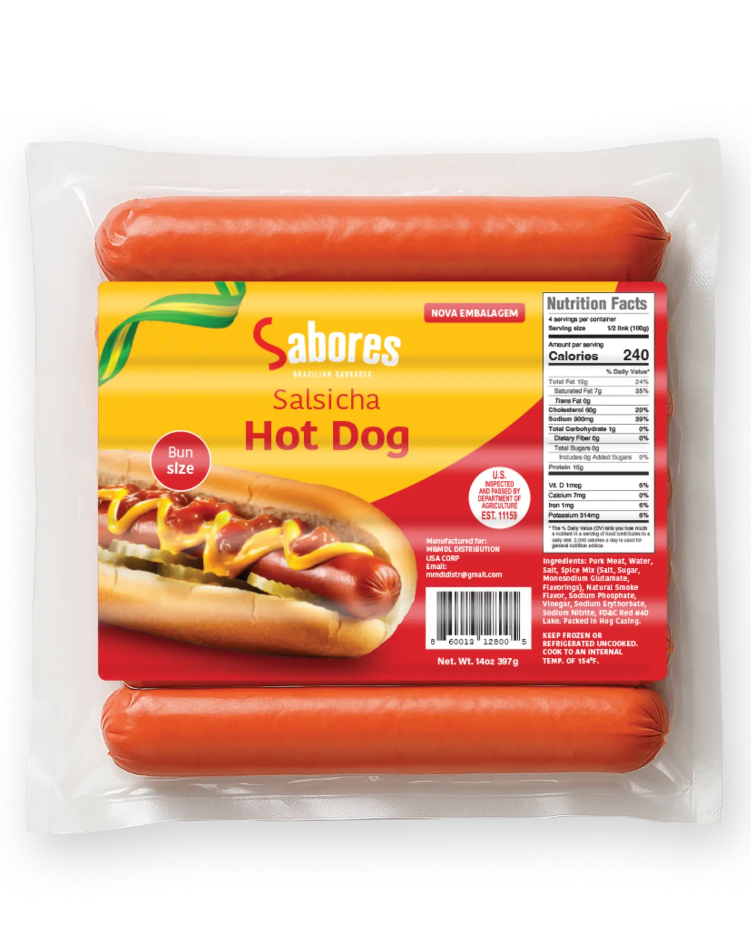 Embalagem Salsicha Hot Dog
